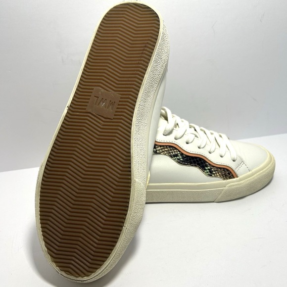 Madewell Low Top Snake Print White‎ Leather Sneakers Women's Size 6.5 - Picture 8 of 9